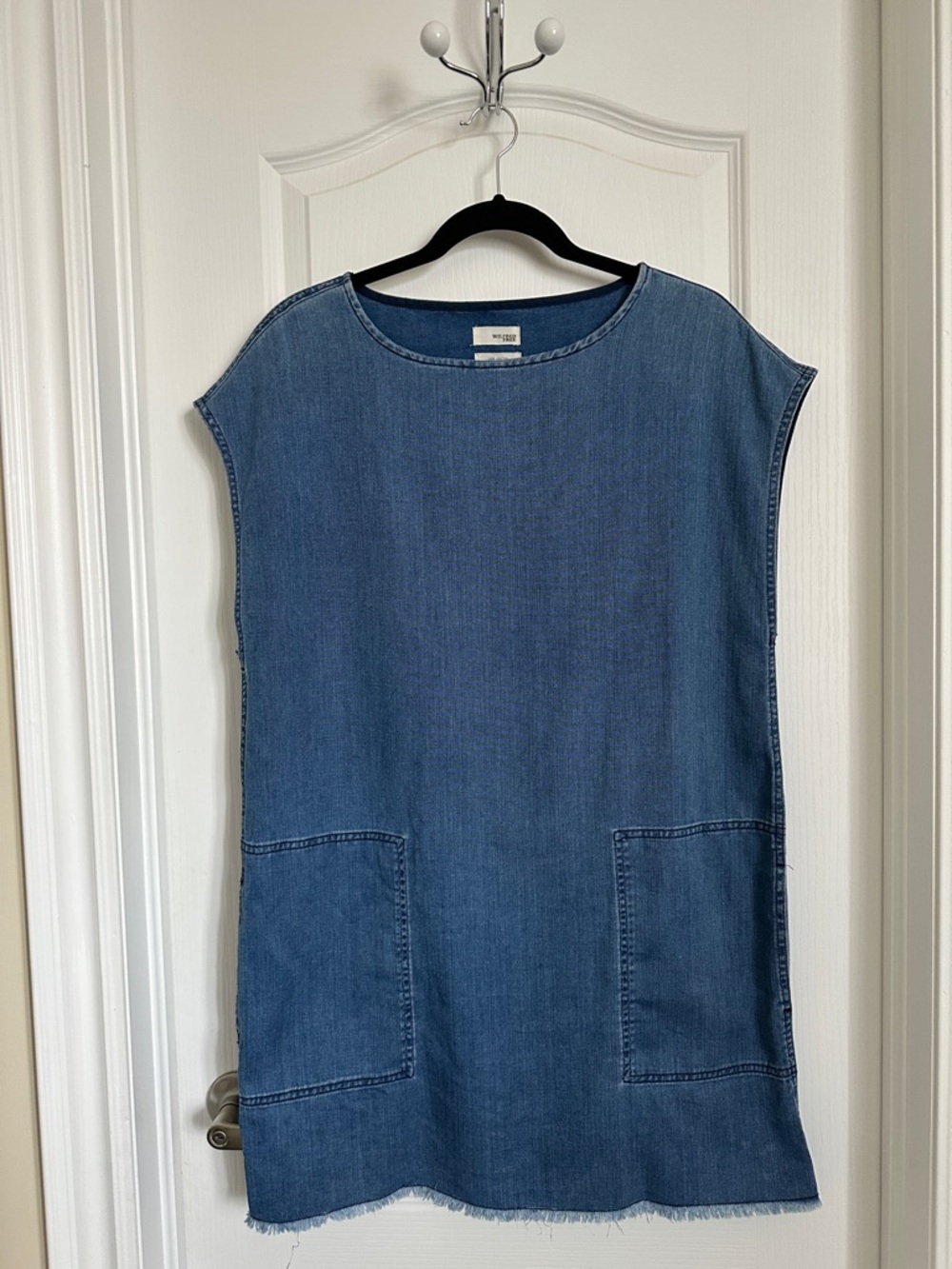 Wilfred Denim Shift Dress in Medium Blue - Picture 3 of 8